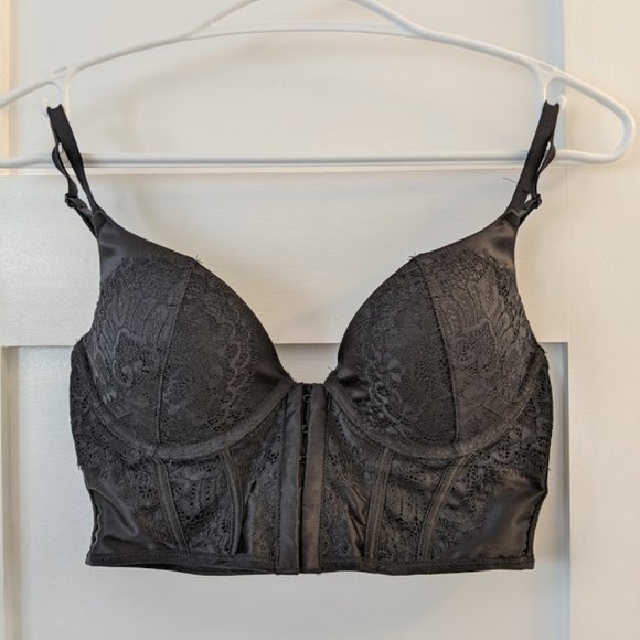 Black Front Close Lace Bralette - Picture 1 of 5